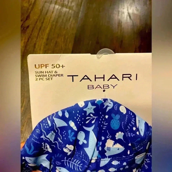 Tahari Baby UPF 50+ Ocean Theme Sun Hat & Swim Diaper Set‎ Marine Print D33 - Picture 2 of 5